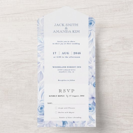 Romantische Blumenhochzeit in einem All In One Einladung (Innen Boden)