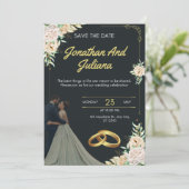 Romantische Blumenhochzeit mit Couple Pho Einladung (Stehend Vorderseite)