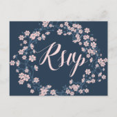 Romantische Blumenhochzeit RSVP Postkarten Rosa Kr (Vorderseite)