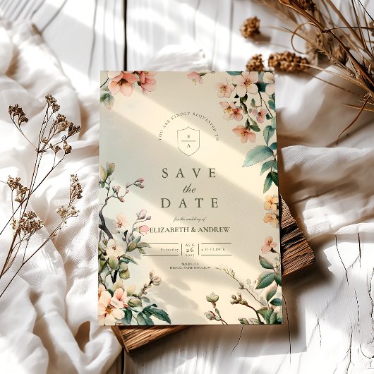 Romantische Blumenhochzeit Save The Date