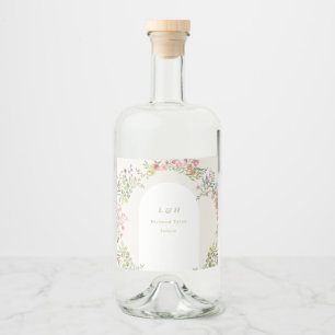 romantische Blumenkranz Frühjahrshochzeit Alkoholflaschenetikett