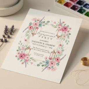 Romantische Blumenlaternen-Hochzeitseinladung Einladung