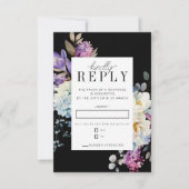 Romantische blumenmoody Dark Blume Hochzeit RSVP Karte (Vorderseite)