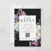 Romantische Blumenmoody Dark Website Hochzeit RSVP Karte (Vorderseite)