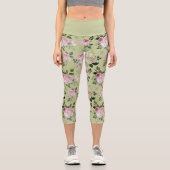 Romantische Blumenmuster Rose Capri Leggings (Vorderseite)