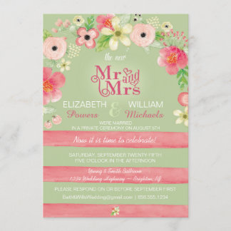 Romantische Blumenpost Hochzeitsempfang nur einlad Einladung