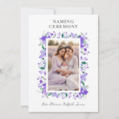 Romantische Blumenrahmen Lila Farbtöne 2 Fotos Einladung (Vorderseite)