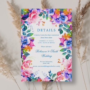 Romantische Blumenrinde Ombre Wedding Details Begleitkarte