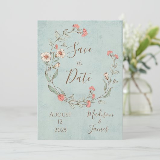 Romantische Blumenschrift handgezeichnete schicke  Save The Date (Stehend Vorderseite)