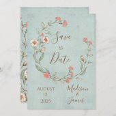 Romantische Blumenschrift handgezeichnete schicke Save The Date (Vorne/Hinten)