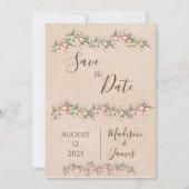 Romantische Blumenschrift handgezeichnete schicke  Save The Date (Vorderseite)