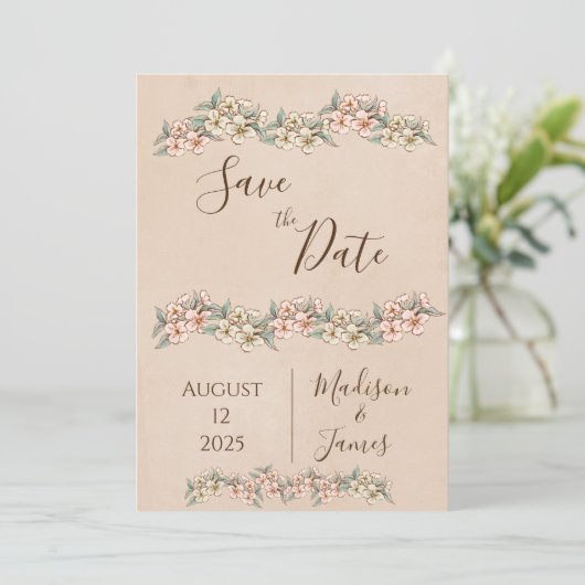 Romantische Blumenschrift handgezeichnete schicke  Save The Date (Stehend Vorderseite)