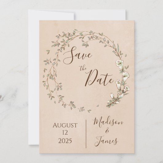 Romantische Blumenschrift handgezeichnete schicke  Save The Date (Vorderseite)