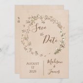 Romantische Blumenschrift handgezeichnete schicke Save The Date (Vorne/Hinten)