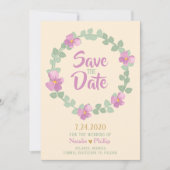 Romantische Blumenschrift Save the Date Karte (Vorderseite)