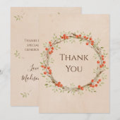 Romantische Blumenschrift Wreath Simple Wedding Dankeskarte (Vorne/Hinten)