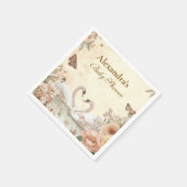 Romantische Blumenschwan-Babydusche Serviette (Ecke)