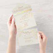 Romantische Blumensekt GoldWedding All In One Einladung (Abreißen)