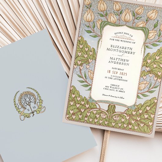 Romantische Blumenstrauß im Jugendstil Hochzeit Einladung