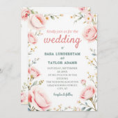 Romantische Blumenwasserfarbe Einladung zur Hochze (Vorne/Hinten)