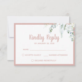 Romantische Blumenweiße sanfte Blume Rosa Hochzeit RSVP Karte