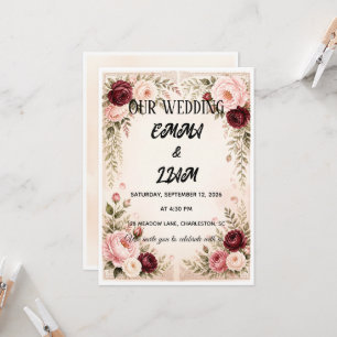 Romantische Blumenwiese-Hochzeitseinladung Einladung