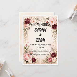 Romantische Blumenwiese-Hochzeitseinladung Einladung