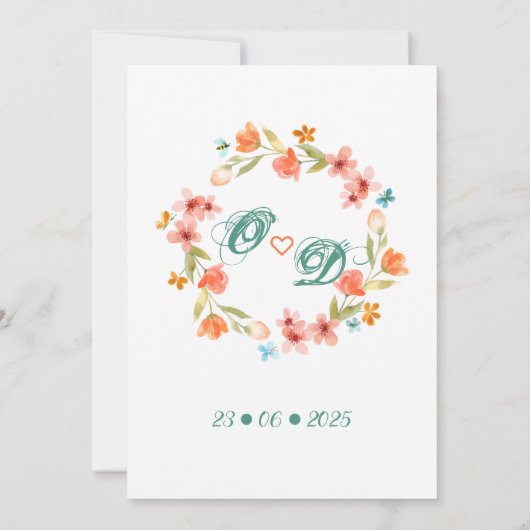 Romantische Blumenzeremonie Einladung (Rückseite)