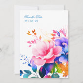 Romantische Blumenzwiebelblume Regenbogen Elegante Einladung (Rückseite)