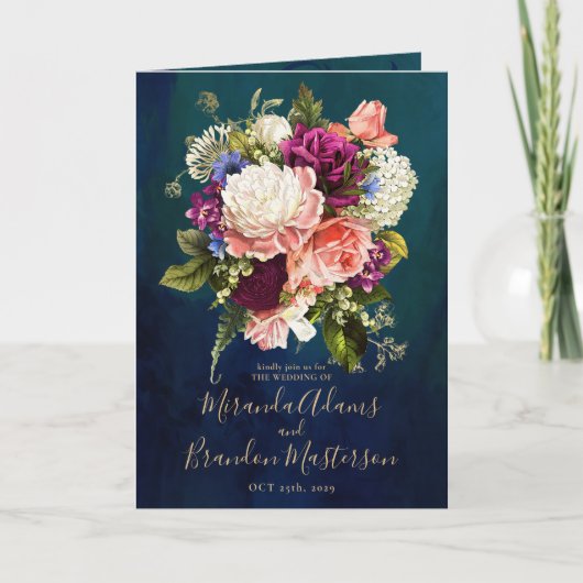 Romantische Blumenzwiebelfeier Smaragdgrün Einladung (Vorderseite)