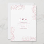 Romantische Blumenzwiebeln Rokoko Dusty Rose Weddi Einladung (Rückseite)
