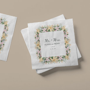 Romantische Blumige Hochzeit von Herrn und Frau Serviette