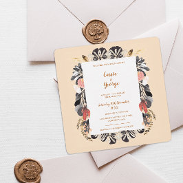 Romantische Blush & Black Floral Wedding Einladung