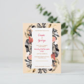Romantische Blush & Black Floral Wedding Einladung Postkarte (Stehend Vorderseite)