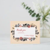 Romantische Blush & Black Floral Wedding Vielen Da Postkarte (Stehend Vorderseite)