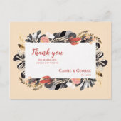 Romantische Blush & Black Floral Wedding Vielen Da Postkarte (Vorderseite)