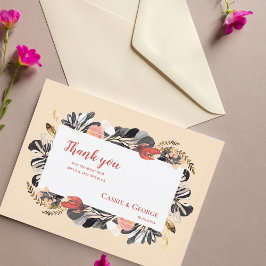 Romantische Blush & Black Floral Wedding Vielen Da Postkarte