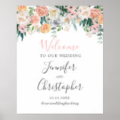 Romantische Blush Bloral Wedding Willkommenszeiche Poster (Vorne)