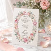Romantische Blush-Blumen-Hochzeits-Menü-Suite