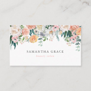 Romantische Blush Blumenhaare Makeup Visitenkarten Terminkarte