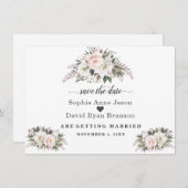 Romantische Blush ElfenbeinBlume Hochzeitkalligrap Save The Date (Vorne/Hinten)