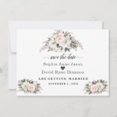 Romantische Blush ElfenbeinBlume Hochzeitkalligrap Save The Date (Vorderseite)