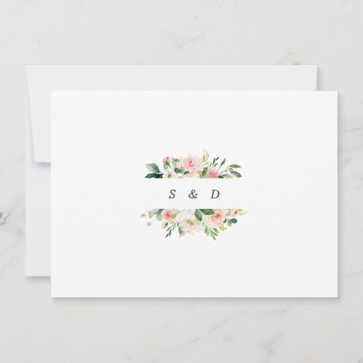 Romantische Blush ElfenbeinBlume Hochzeitkalligrap Save The Date (Rückseite)