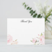 Romantische Blush Floral Flat Vielen Dank Karten (Stehend Vorderseite)