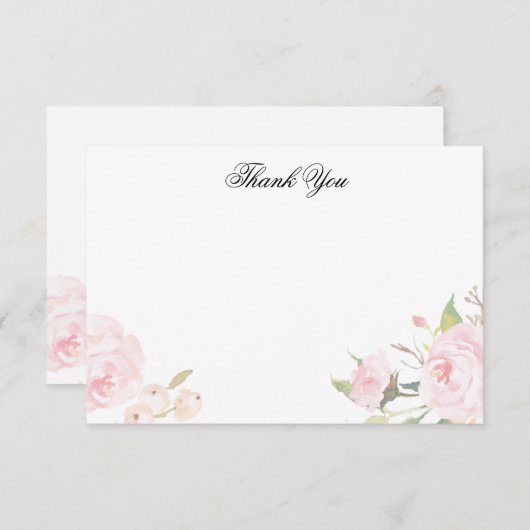 Romantische Blush Floral Flat Vielen Dank Karten (Vorne/Hinten)