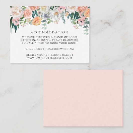 Romantische Blush Floral Hochzeitskarten Begleitkarte (Vorne/Hinten)
