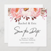 Romantische Blush Floral Save the Date Card (Vorne/Hinten)