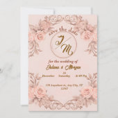 Romantische Blush Floral Save the Date Card Einladung (Vorderseite)