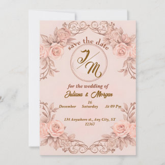 Romantische Blush Floral Save the Date Card Einladung