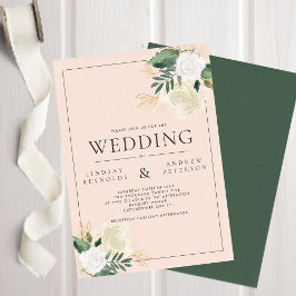 Romantische Blush & Green Glitzer Einladung zur Ho
